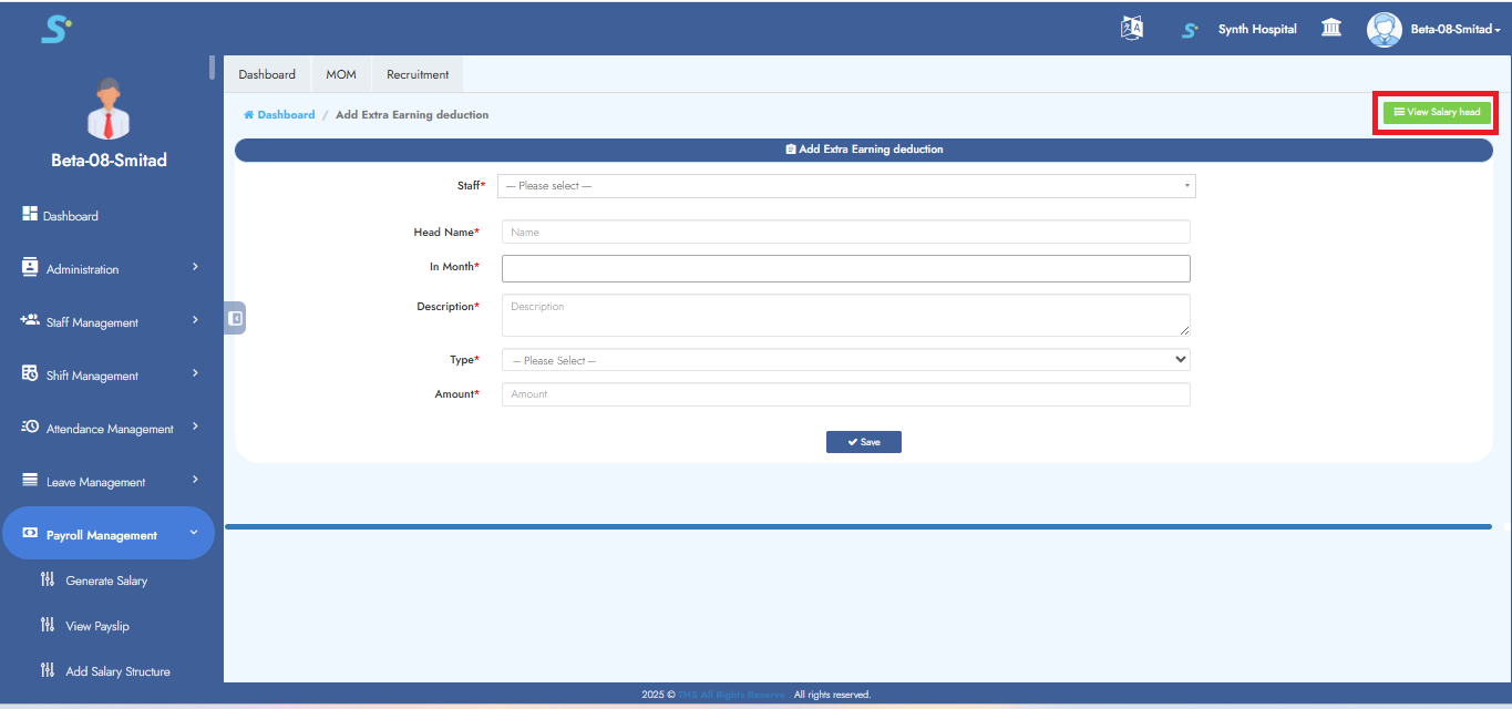 Save Salary Head