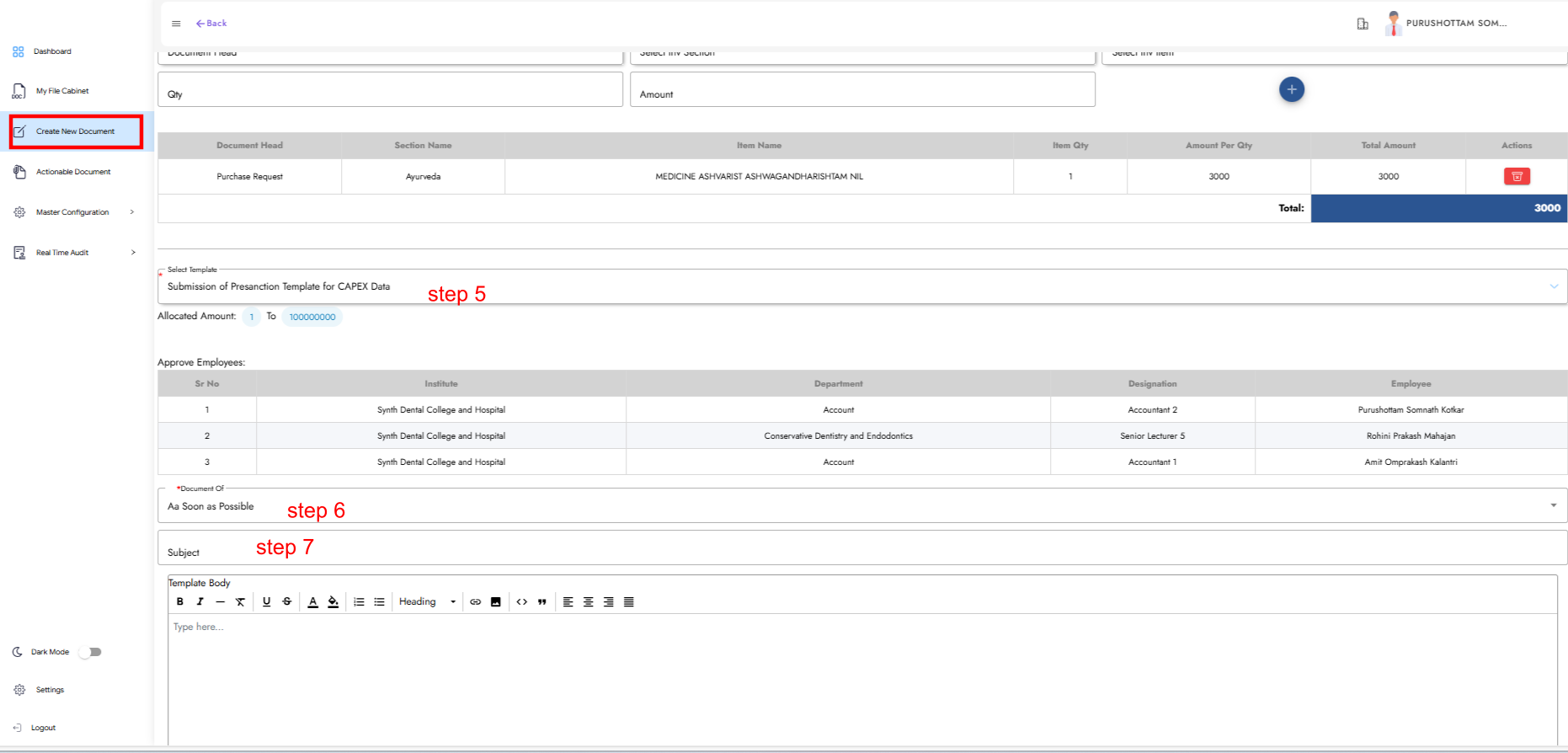 Pre-Sanction Document