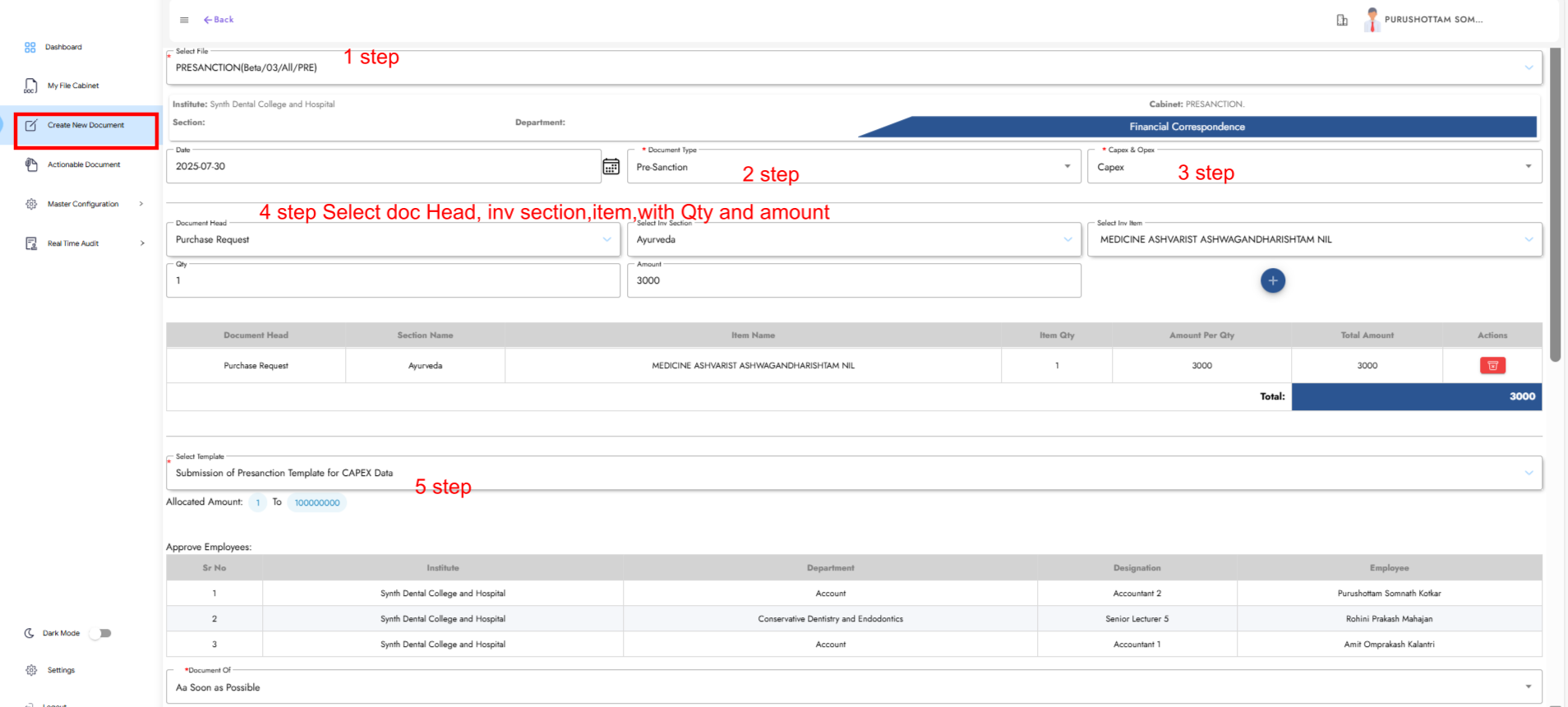 Pre-Sanction Document