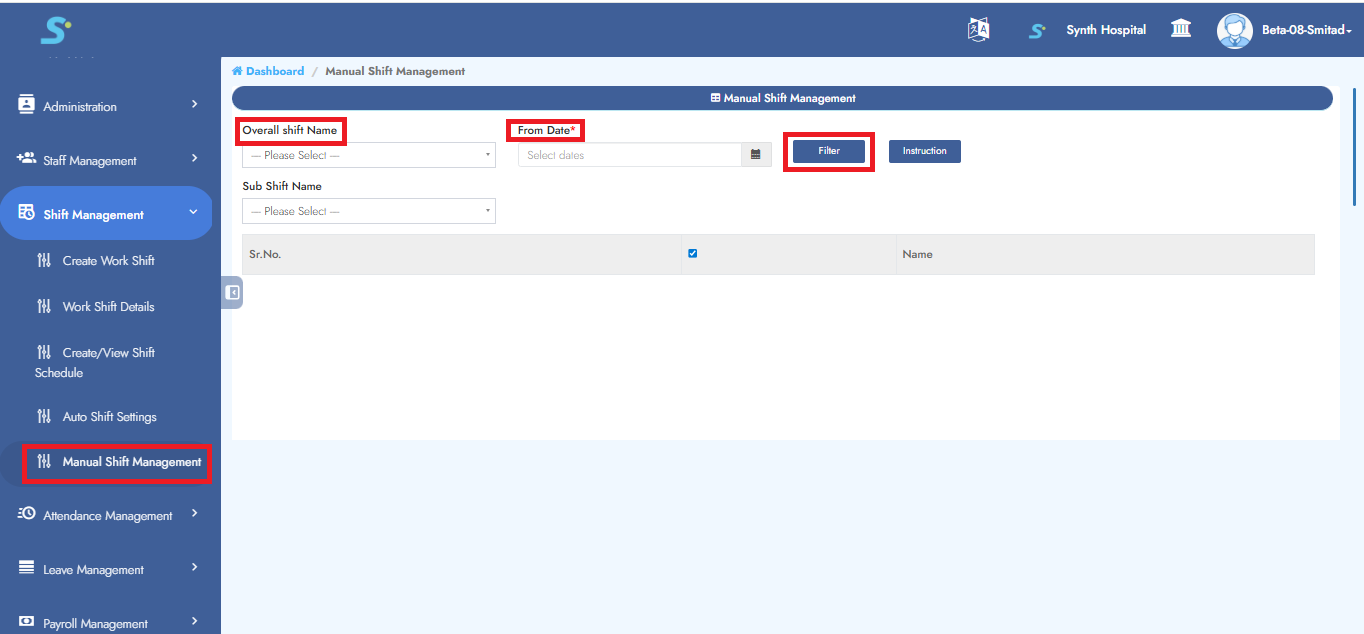 Manual Shift Management