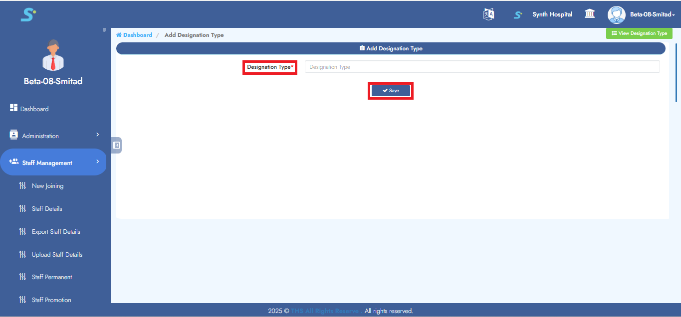 Save Designation Type